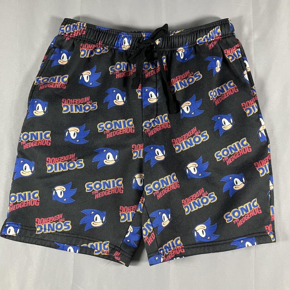 Sonic the Hedgehog Sleep Shorts Mens‎ Medium Black Lounge Pajama Polyester